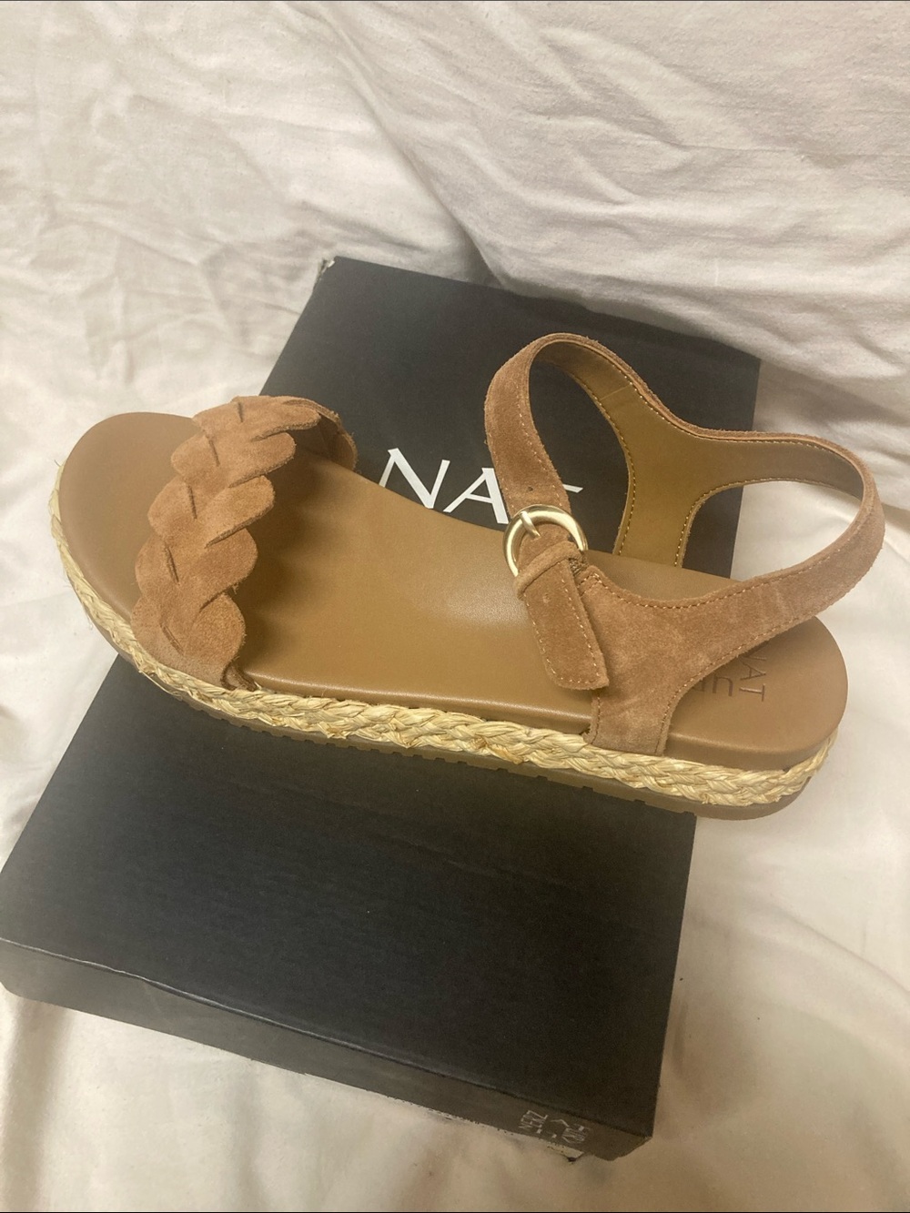Naturalizer Tan Braided Espadrille Sandal with Ankle Strap